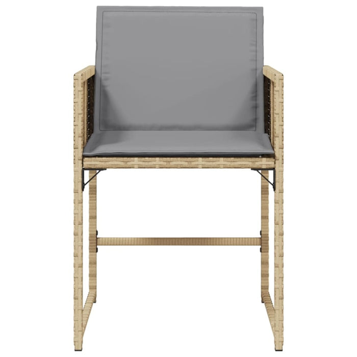 Garden Chairs with Cushions 4 Pcs Mix Beige Poly Rattan