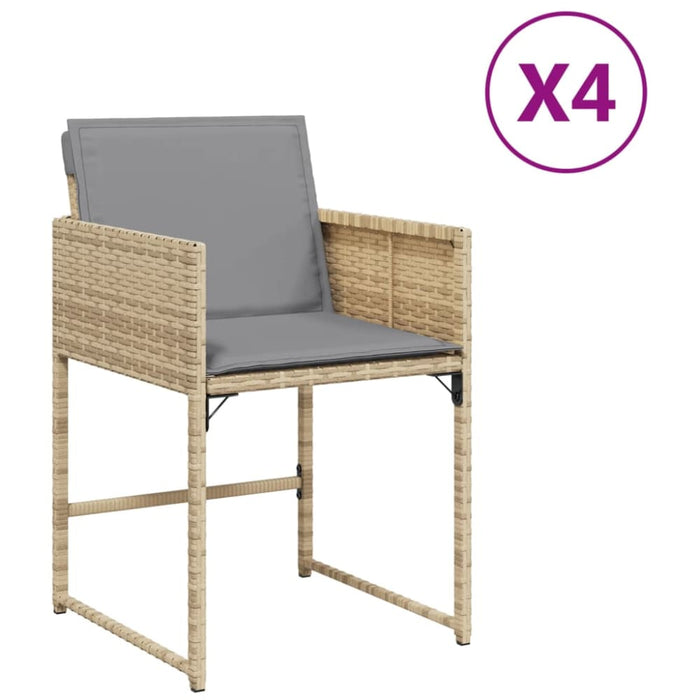 Garden Chairs with Cushions 4 Pcs Mix Beige Poly Rattan