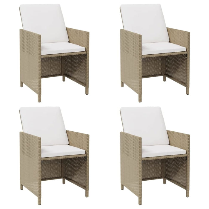 Garden Chairs with Cushions 4 Pcs Poly Rattan Beige Toliii