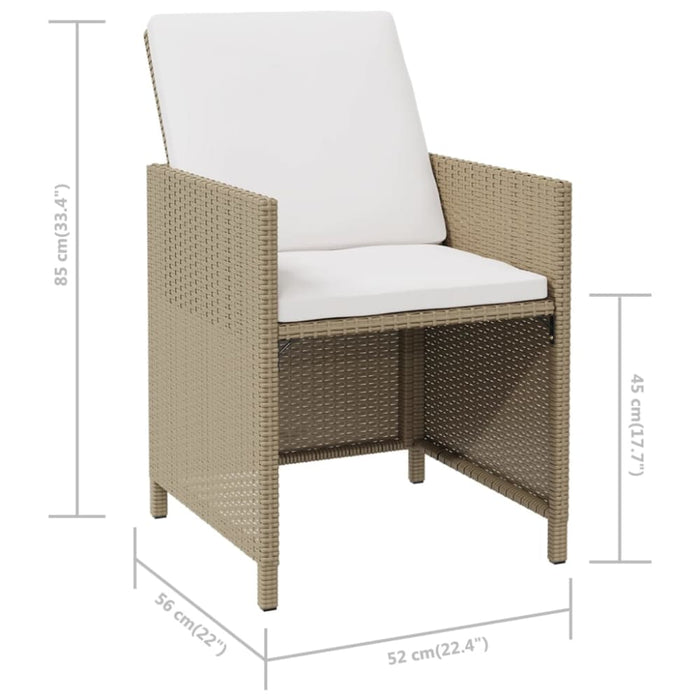 Garden Chairs with Cushions 4 Pcs Poly Rattan Beige Toliii