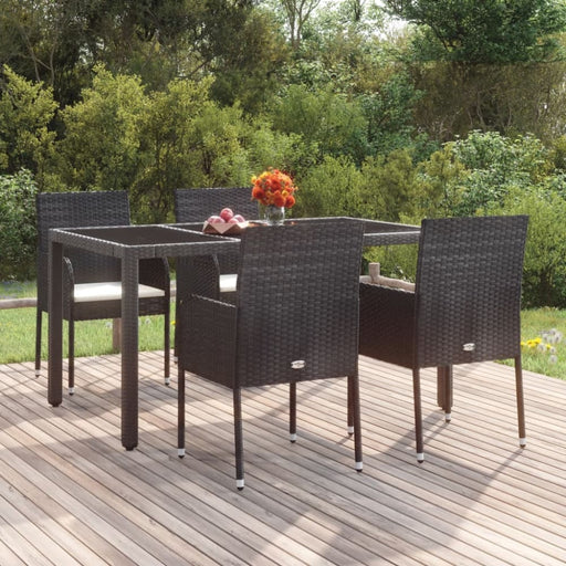Garden Chairs with Cushions 4 Pcs Poly Rattan Black Toknni