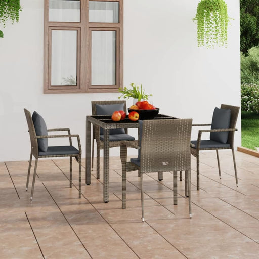 Garden Chairs With Cushions 4 Pcs Poly Rattan Grey Toknnb