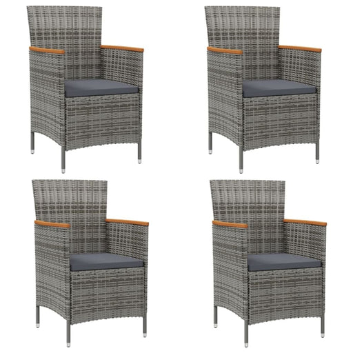 Garden Chairs with Cushions 4 Pcs Poly Rattan Grey Tollkb