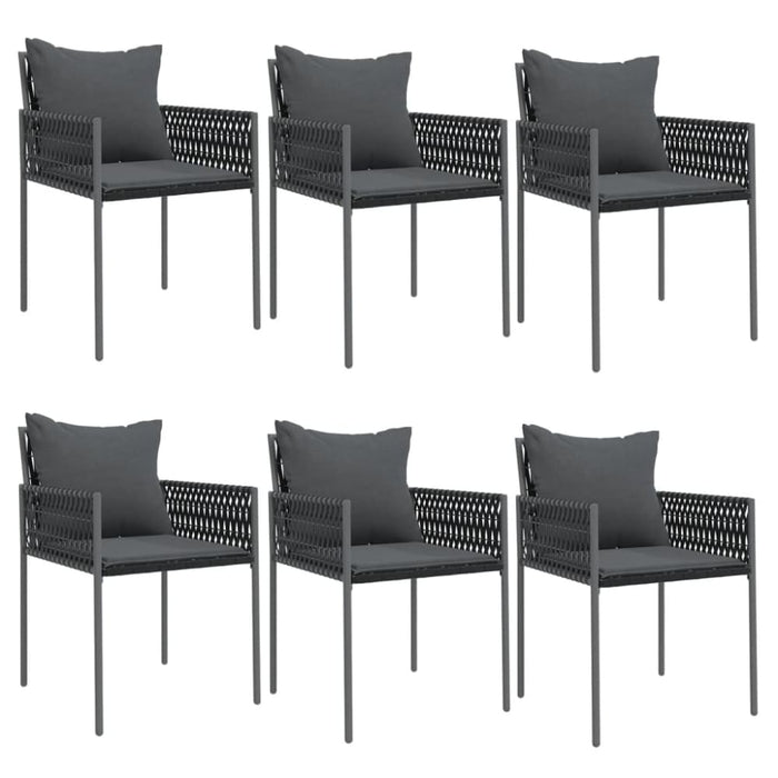Garden Chairs With Cushions 6 Pcs Black 54x61x83 Cm Poly