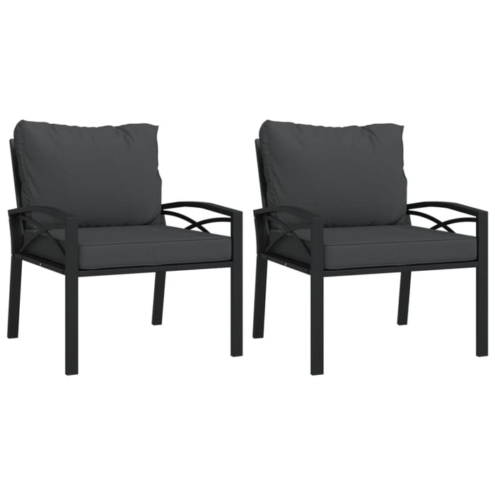 Garden Chairs with Grey Cushions 2 Pcs 68x76x79 Cm Steel