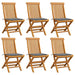 Garden Chairs with Grey Cushions 6 Pcs Solid Teak Wood