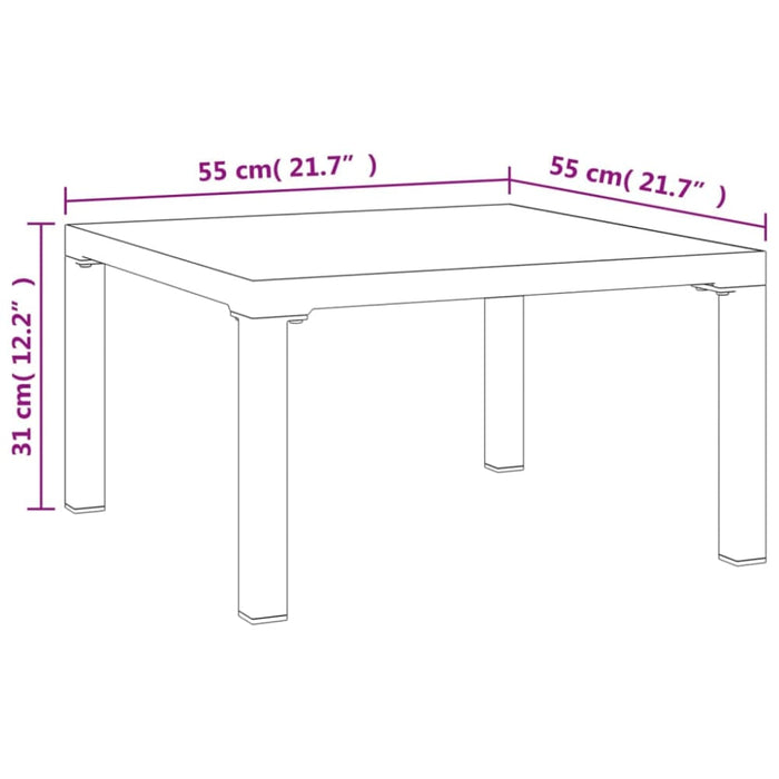 Garden Coffee Table Grey 55x55x31 Cm Dpc and Steel Tlxnbb