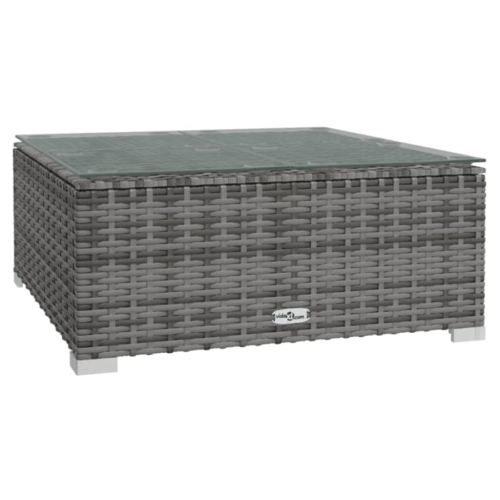 Garden Coffee Table Grey 60x60x30 Cm Poly Rattan and Glass