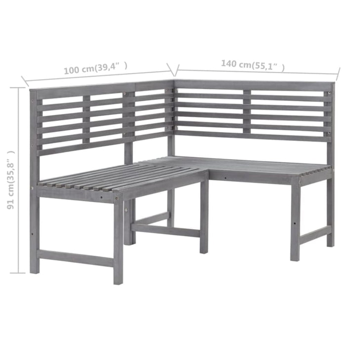 Garden Corner Bench Grey 140 Cm Solid Acacia Wood Toxaxt