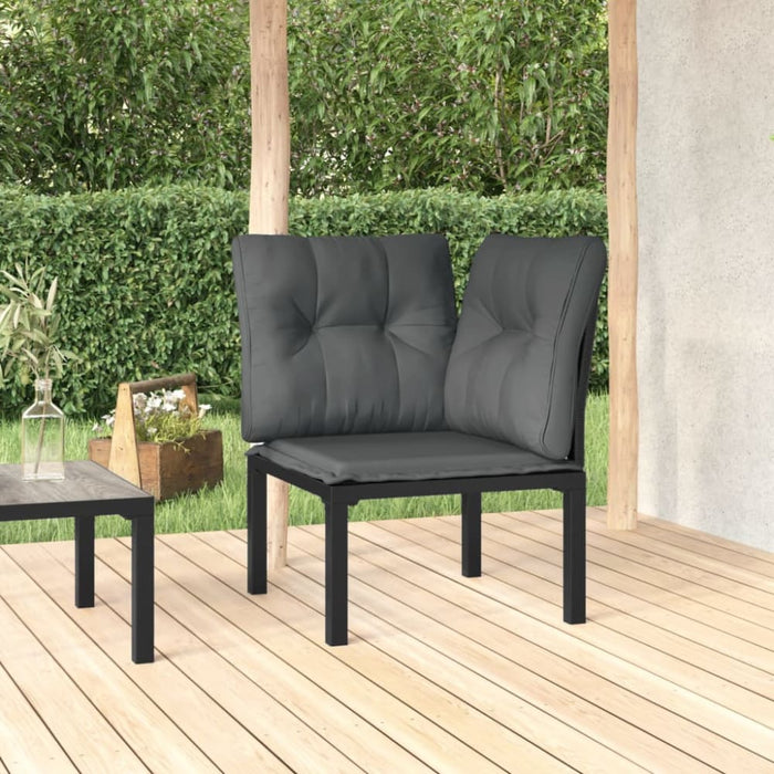Garden Corner Chair with Cushions Black and Grey Poly