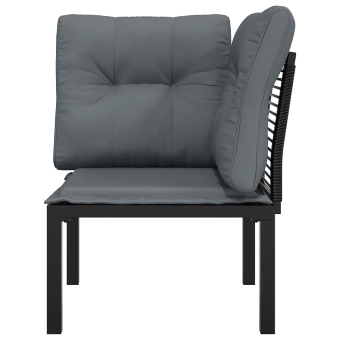 Garden Corner Chair with Cushions Black and Grey Poly