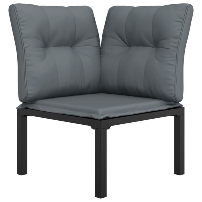 Garden Corner Chair with Cushions Black and Grey Poly