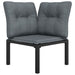 Garden Corner Chair with Cushions Black and Grey Poly