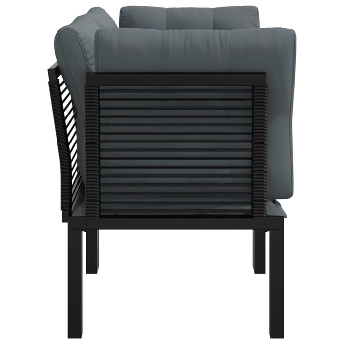 Garden Corner Chairs with Cushions 2 Pcs Black&grey Poly