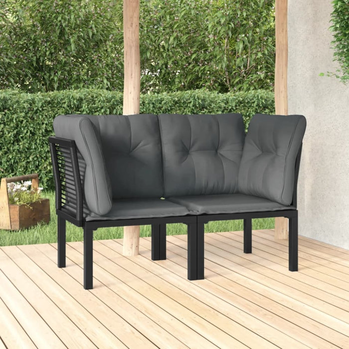 Garden Corner Chairs with Cushions 2 Pcs Black&grey Poly