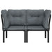 Garden Corner Chairs with Cushions 2 Pcs Black&grey Poly