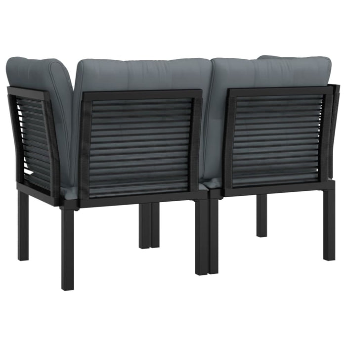 Garden Corner Chairs with Cushions 2 Pcs Black&grey Poly