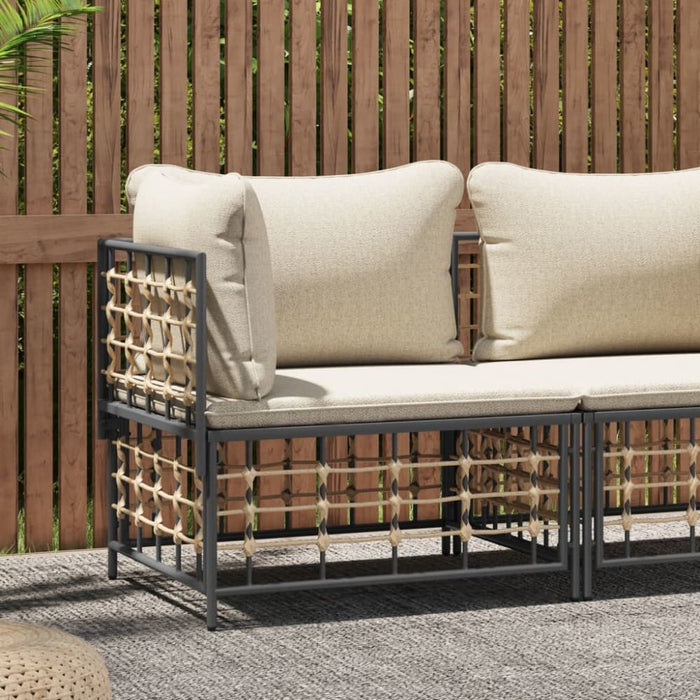 Garden Corner Sofa with Beige Cushions Poly Rattan Tlaotb