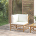 Garden Corner Sofa with Cream White Cushions Bamboo Tlxtbb