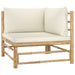Garden Corner Sofa with Cream White Cushions Bamboo Totoap