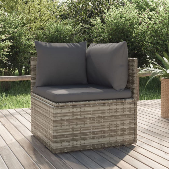 Garden Corner Sofa with Cushion Grey 57x57x56 Cm Poly