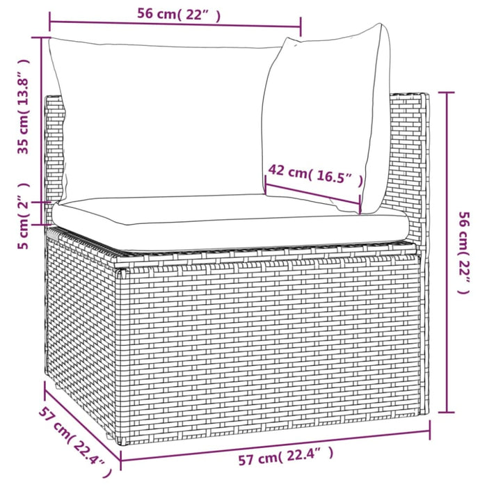 Garden Corner Sofa with Cushion Grey 57x57x56 Cm Poly