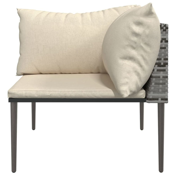 Garden Corner Sofa with Cushions Grey Poly Rattan Tlaoxt