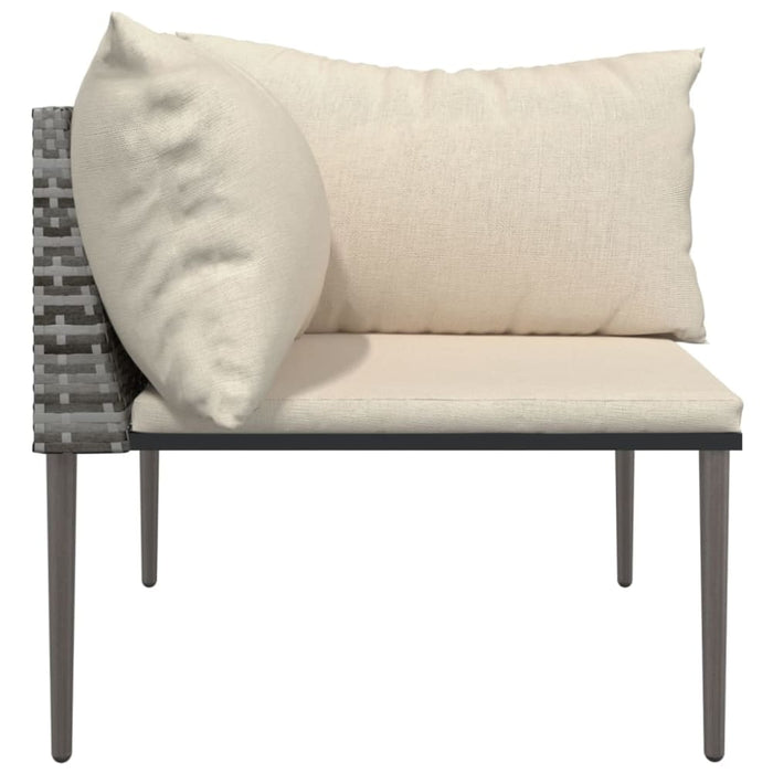 Garden Corner Sofa with Cushions Grey Poly Rattan Tlaoxt