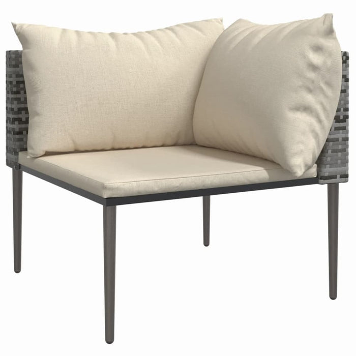 Garden Corner Sofa with Cushions Grey Poly Rattan Tlaoxt