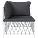 Garden Corner Sofa with Cushions White Woven Fabric Tlaotn