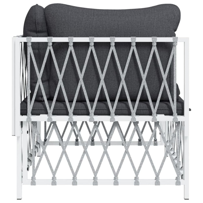 Garden Corner Sofa with Cushions White Woven Fabric Tlaotn