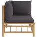 Garden Corner Sofa with Dark Grey Cushions Bamboo Tlxtbn