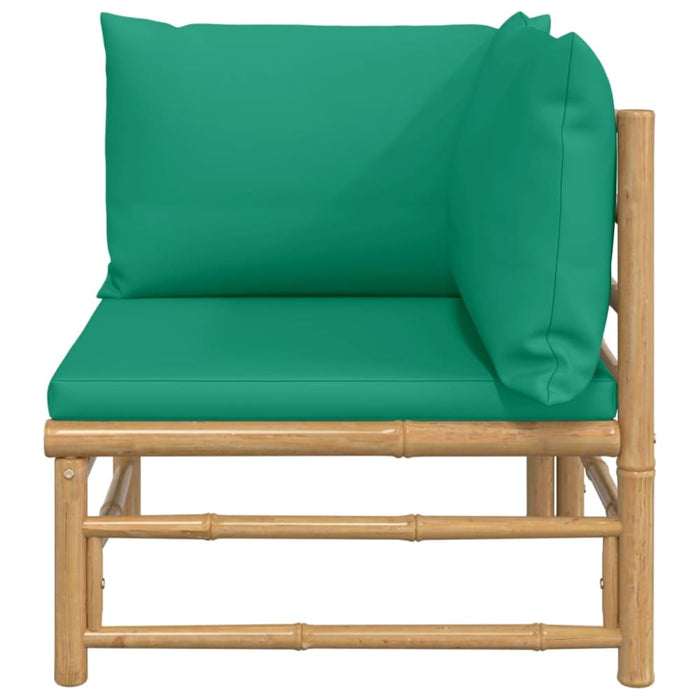 Garden Corner Sofa with Green Cushions Bamboo Tlxxkt
