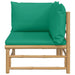 Garden Corner Sofa with Green Cushions Bamboo Tlxxkt
