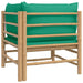 Garden Corner Sofa with Green Cushions Bamboo Tlxxkt
