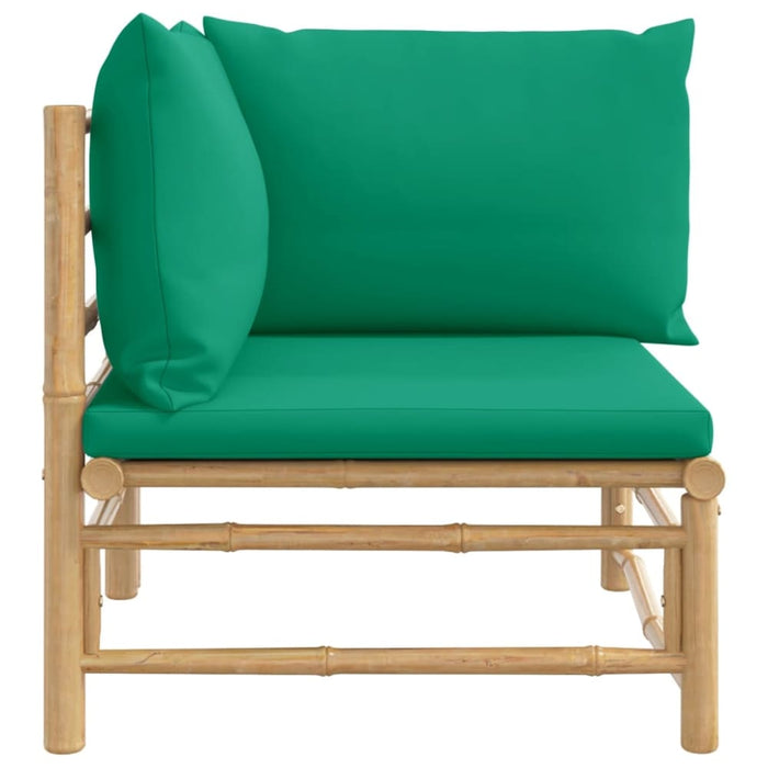 Garden Corner Sofa with Green Cushions Bamboo Tlxxkt