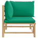 Garden Corner Sofa with Green Cushions Bamboo Tlxxkt