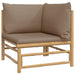Garden Corner Sofa with Taupe Cushions Bamboo Tlxxnl