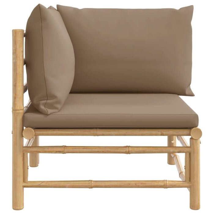 Garden Corner Sofa with Taupe Cushions Bamboo Tlxxnl