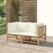 Garden Corner Sofas with Cream White Cushions 2 Pcs Bamboo