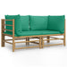 Garden Corner Sofas with Green Cushions 2 Pcs Bamboo Toppopb
