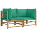Garden Corner Sofas with Green Cushions 2 Pcs Bamboo Toppopb