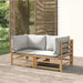 Garden Corner Sofas with Light Grey Cushions 2 Pcs Bamboo