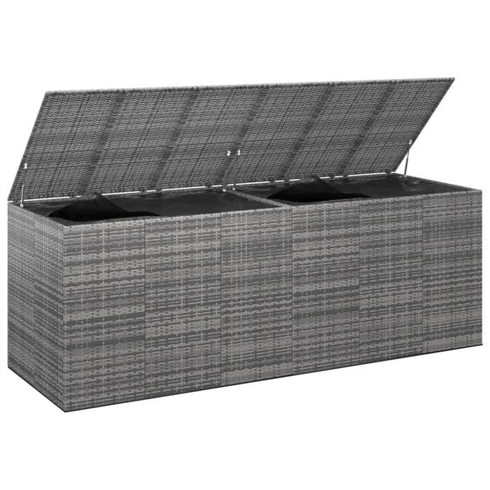 Garden Cushion Box Pe Rattan 291x100.5x104 Cm Grey Toixti
