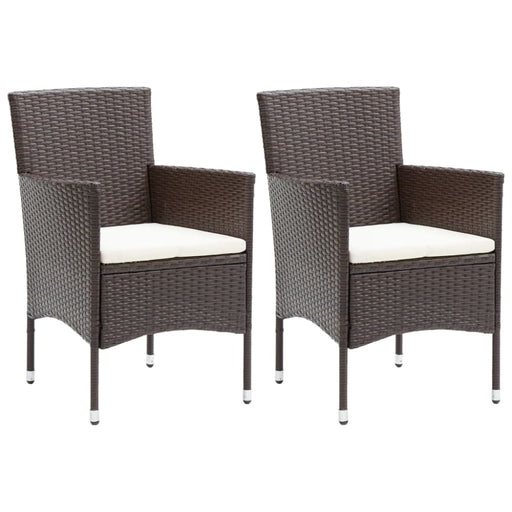 Garden Dining Chairs 2 Pcs Poly Rattan Brown Tobppa