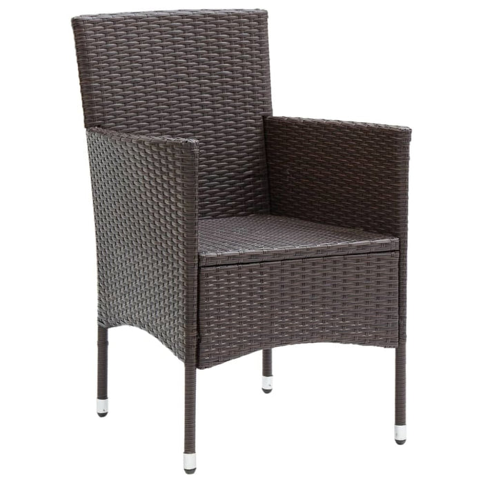 Garden Dining Chairs 2 Pcs Poly Rattan Brown Tobppa