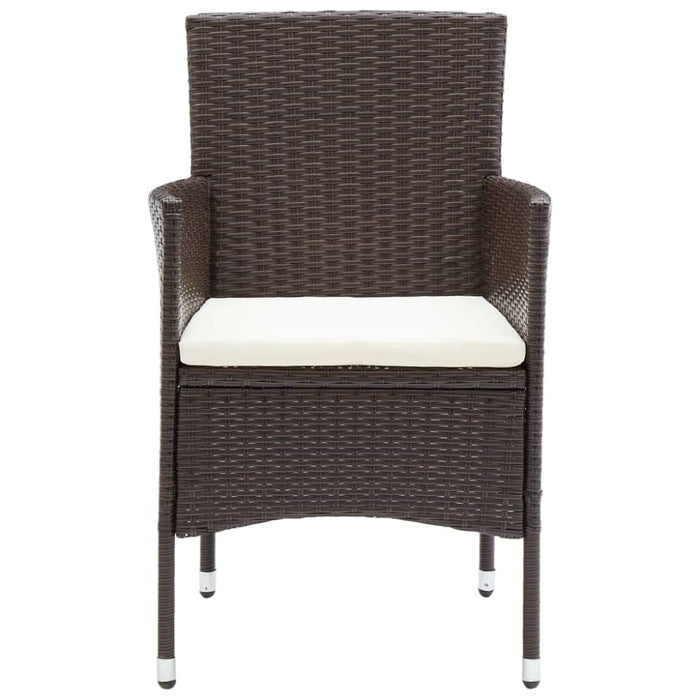 Garden Dining Chairs 2 Pcs Poly Rattan Brown Tobppa