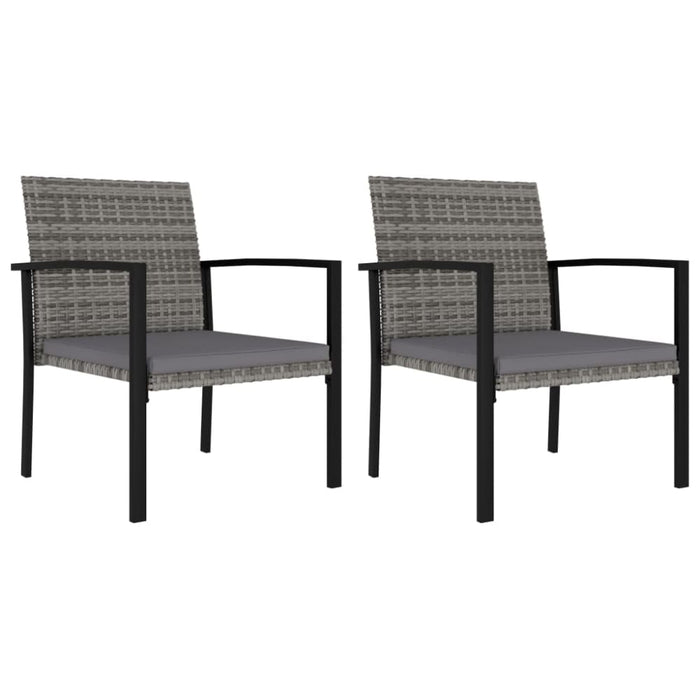 Garden Dining Chairs 2 Pcs Poly Rattan Grey Topoox