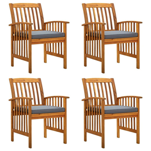 Garden Dining Chairs 4 Pcs with Cushions Solid Wood Acacia