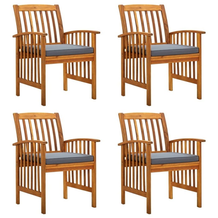 Garden Dining Chairs 4 Pcs with Cushions Solid Wood Acacia